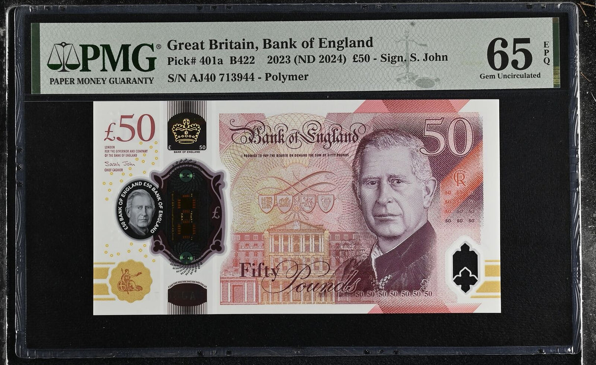 GREAT BRITAIN 50 Pounds 2023 ND 2024 P 401 a Gem UNC PMG 65 EPQ