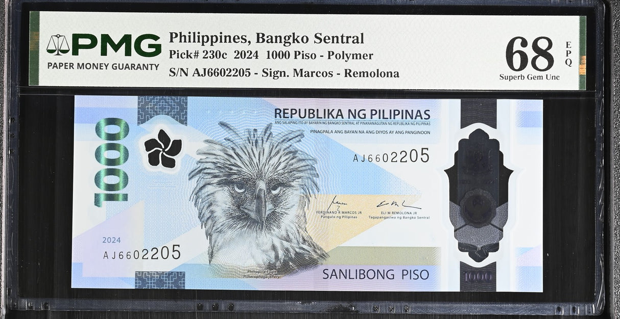 Philippines 1000 Piso 2024 P 230 c Superb Gem UNC PMG 68 EPQ