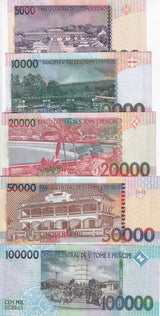 St. Thomas & Prince Set 5 UNC 5000 10000 20000 -100000 RANDOM DATE P 65- P 69