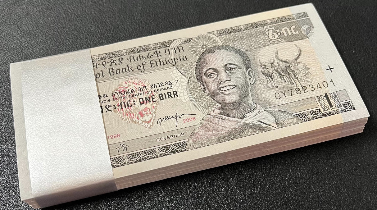 Ethiopia 1 Birr 1998/2006 P 46 d UNC LOT 100 PCS 1 Bundle