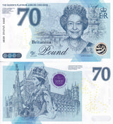 Great Britain 70 Pounds ND 1952-2022 Test Note QUEEN PLATINUM JUBILEE Comm. # 2