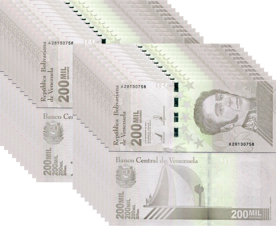 Venezuela 200000 Bolivares 2020 P 112 UNC LOT 20 PCS 1/5 Bundle