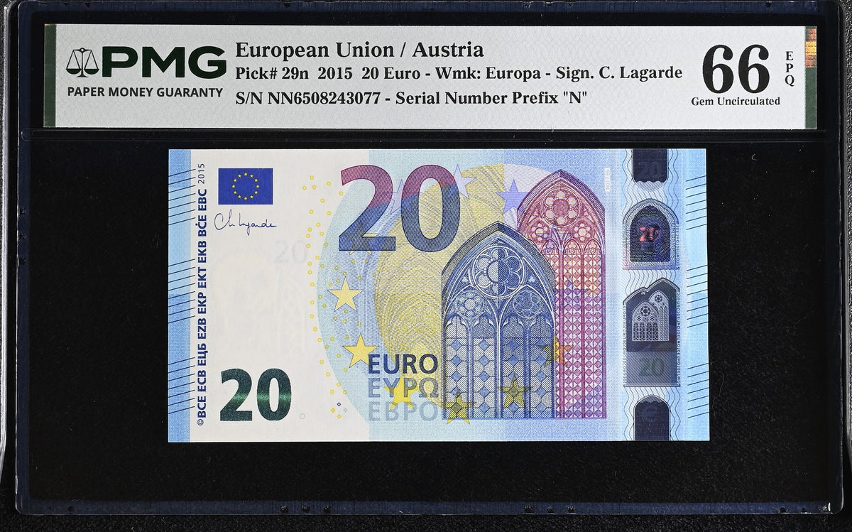 Euro 20 Euro Austria 2015 P 29 n Gem UNC PMG 66 EPQ , WTM Europa