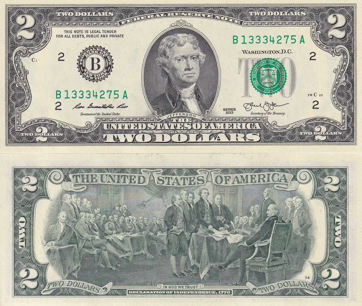 United States 2 Dollars USA 2013 P 538 B New York UNC