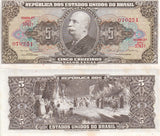 Brazil 5 CRUZEIROS ND 1962-1964 P 176 d UNC Little Yellow Tone