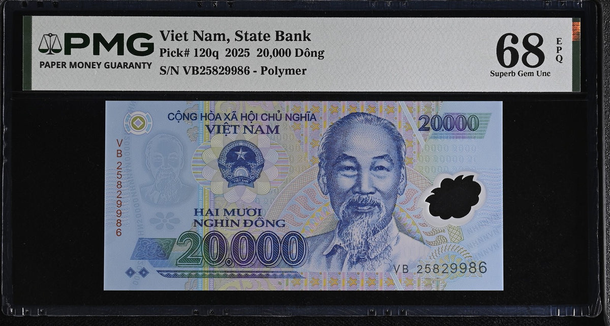 Vietnam 20000 Dong 2025 P 120 q Superb Gem UNC PMG 68 EPQ , Polymer grade