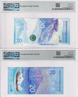 China Set 2; 20 Yuan 2022 Olympics Superb Gem UNC PMG 69 EPQ