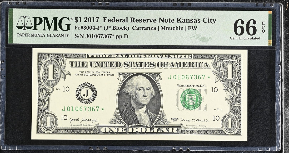 United States 1 Dollar USA 2017 P 544* Replacement J Kansas Gem UNC PMG 66 EPQ