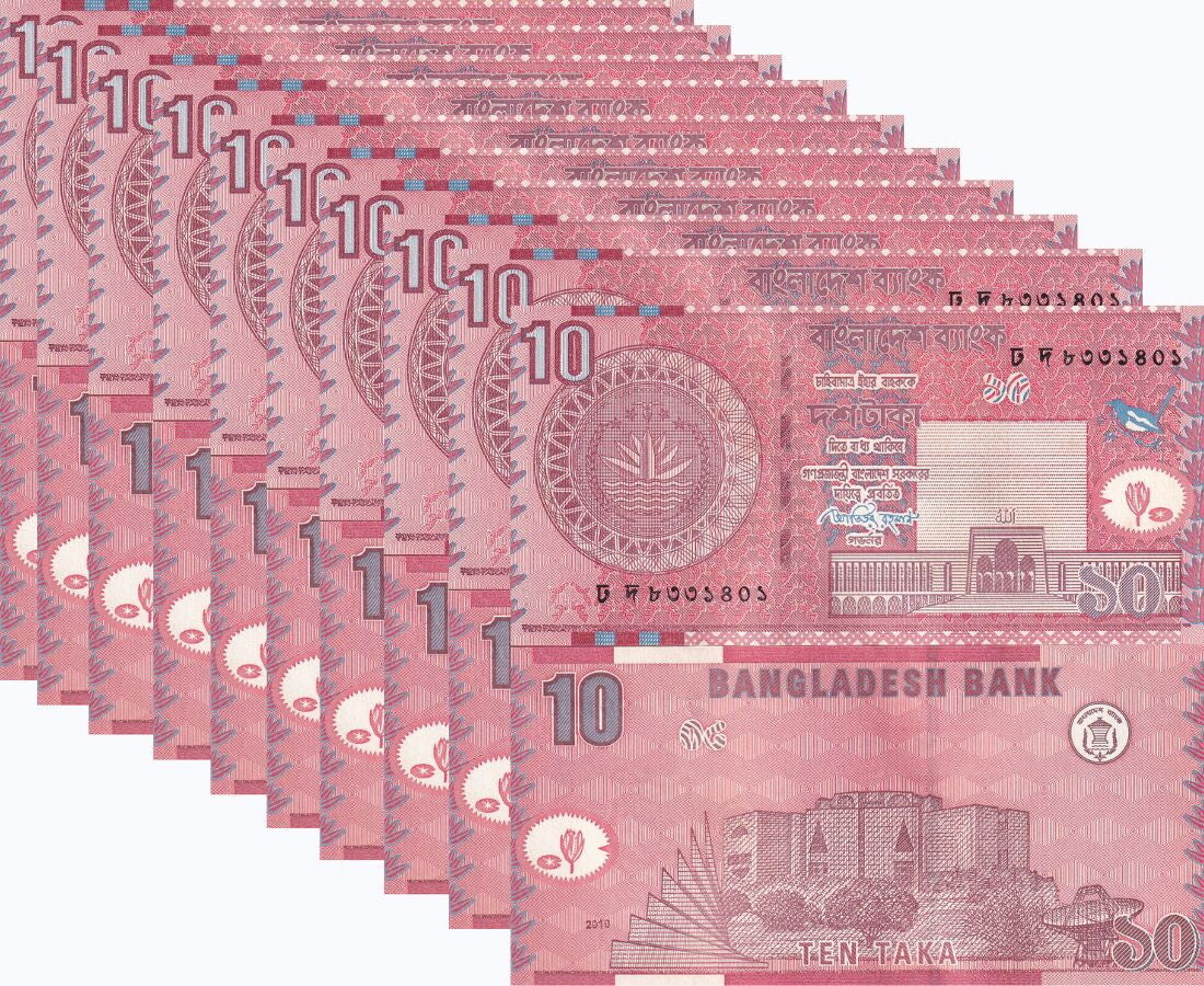 Bangladesh 10 Taka 2010 Mosque P 47 UNC LOT 100 PCS 1 BUNDLE