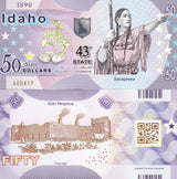 USA United State 50 Dollars 2022 POLYMER 43th Idaho