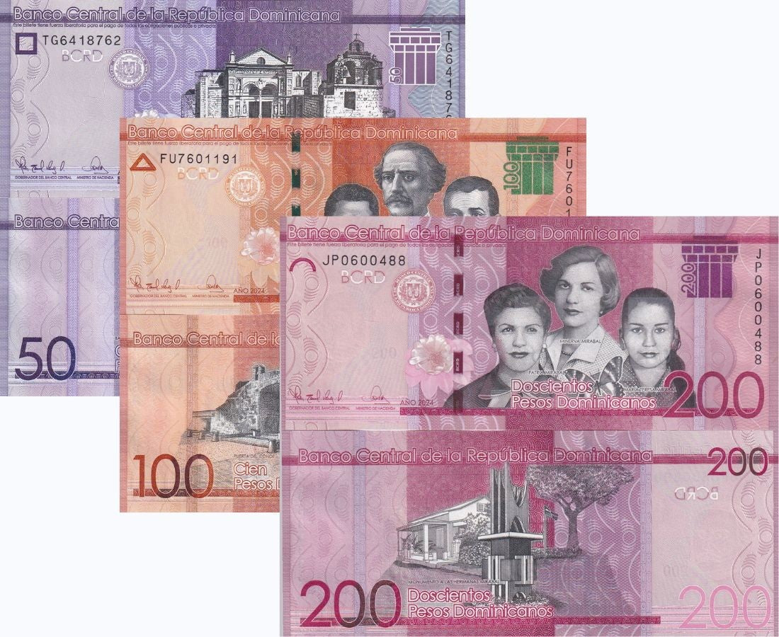 Dominican Republic Set 3 PCS 50 100 200 Pesos 2024 New P 189 190 191 UNC