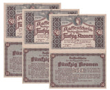 Austria 50 Kronen 1918 Vienna P Unlisted UNC LOT 3 PCS