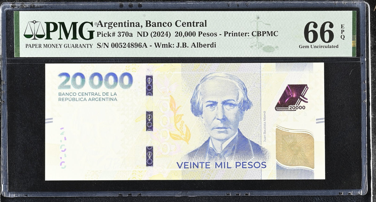 Argentina 20000 Pesos ND 2024 P 370 a Gem UNC PMG 66 EPQ