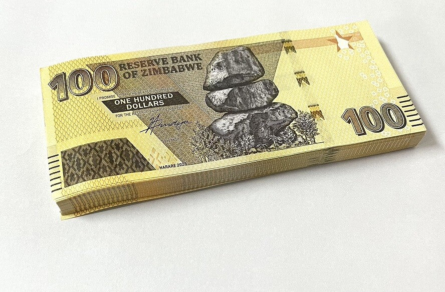 Zimbabwe 100 Dollars 2023/2024 P 106 UNC Lot 25 Pcs 1/4 Bundle