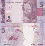 Brazil 5 Reais 2010 BIRD P 253 f New Sign Paulo Guedes & Roberto UNC