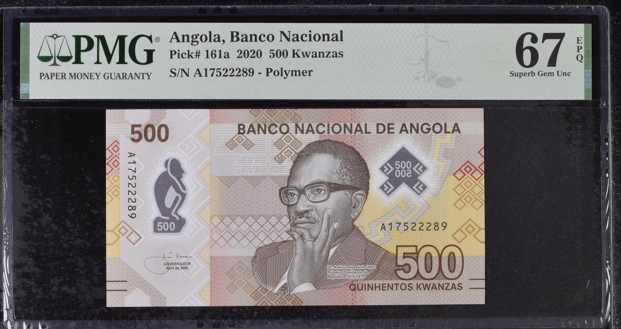 Angola 500 Kwanzas 2020 P 161 a Superb Gem UNC PMG 67 EPQ