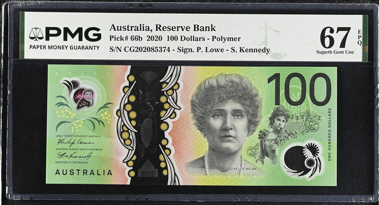 Australia 100 Dollars 2020 P 66 b Polymer Superb Gem UNC PMG 67 EPQ