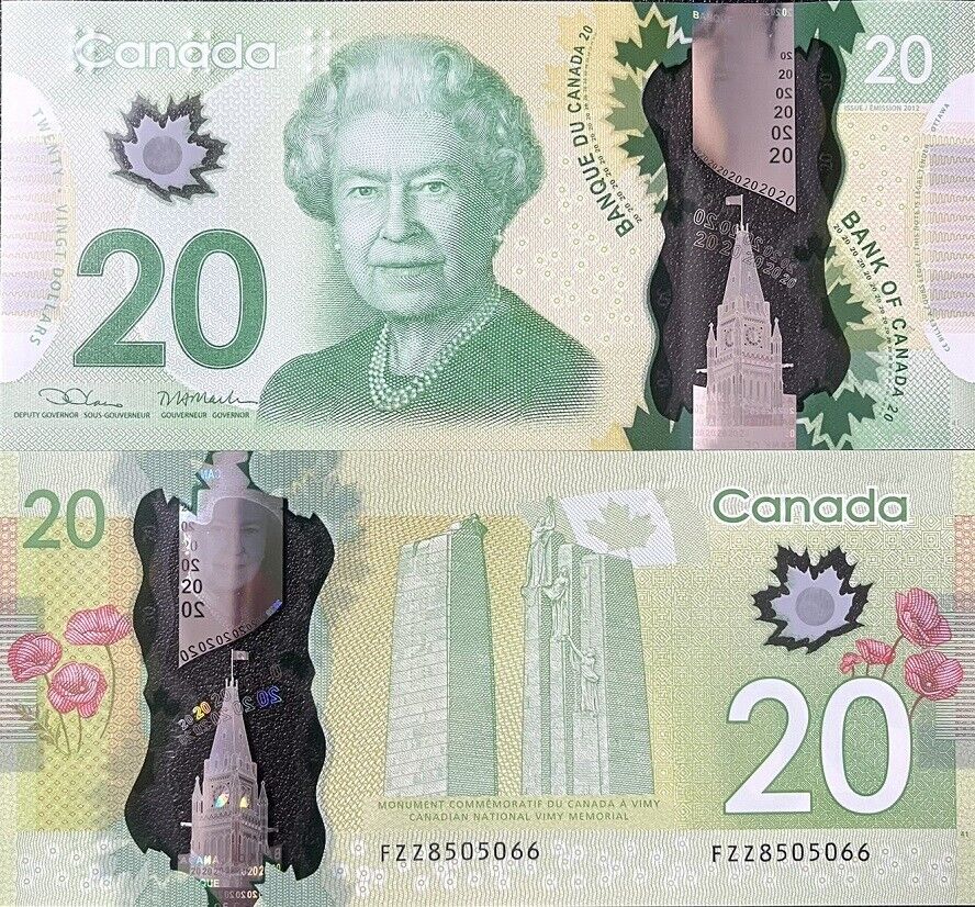 Canada 20 Dollars 2012 Polymer QEII P 108 c Sign Lane, Macklem UNC