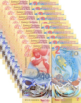 East Caribbean 2 Dollars 2023 2024 40th P 61 Polymer UNC LOT 10 Pcs