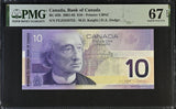Canada 10 Dollars 2001-2002 P 102b Knight,Dodge BC-63b Superb Gem UNC PMG 67 EPQ
