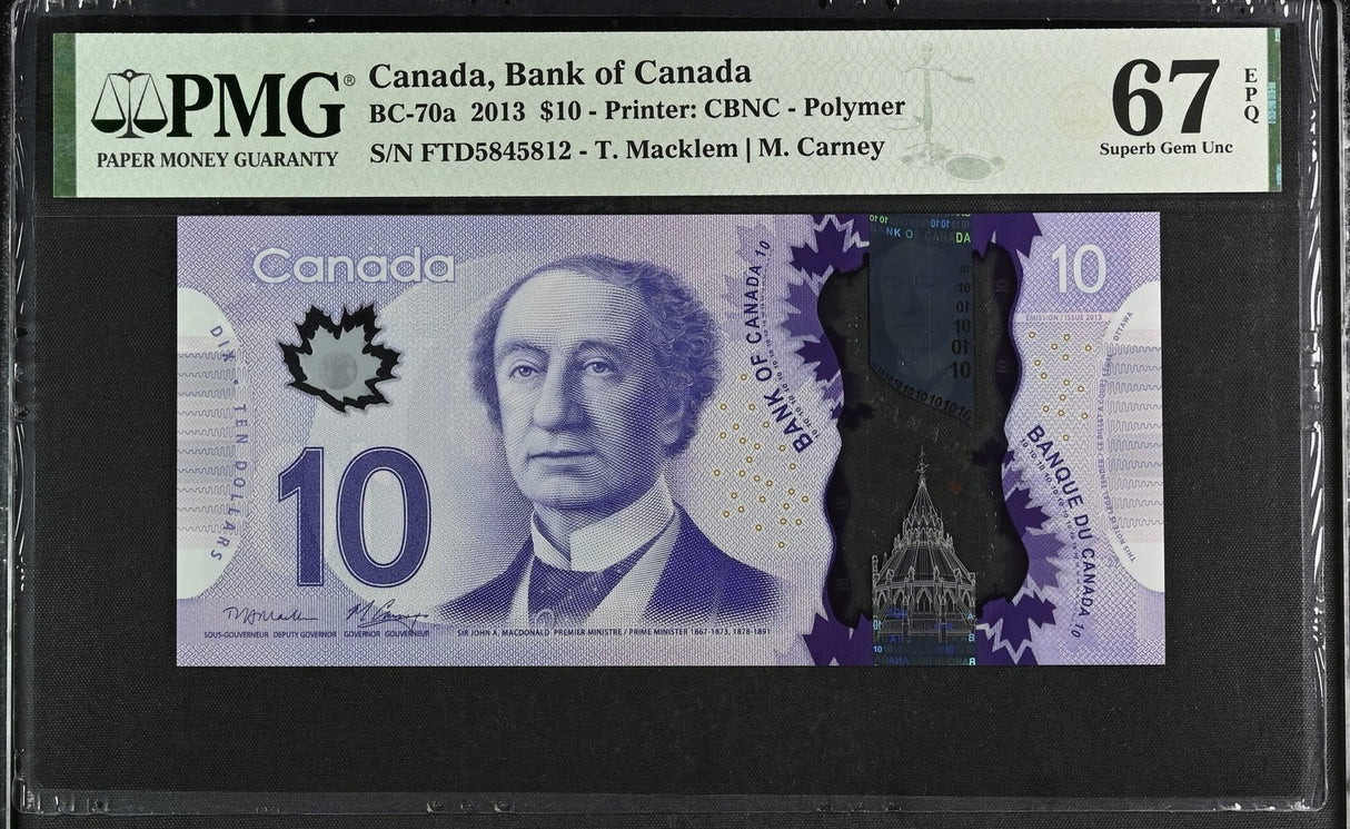 Canada 10 Dollars 2013 P 107 Macklem Carney Superb Gem UNC PMG 67 EPQ