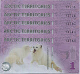 Arctic Territories 1 Dollar 2012 Polymer UNC LOT 5 PCS