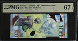 Russia 100 Rubles 2018 Football Comm. Polymer P 280 a Superb Gem UNC PMG 67 EPQ