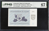 Lithuania 5 Talonas 1991 P 34 b Superb Gem UNC PMG 67 EPQ