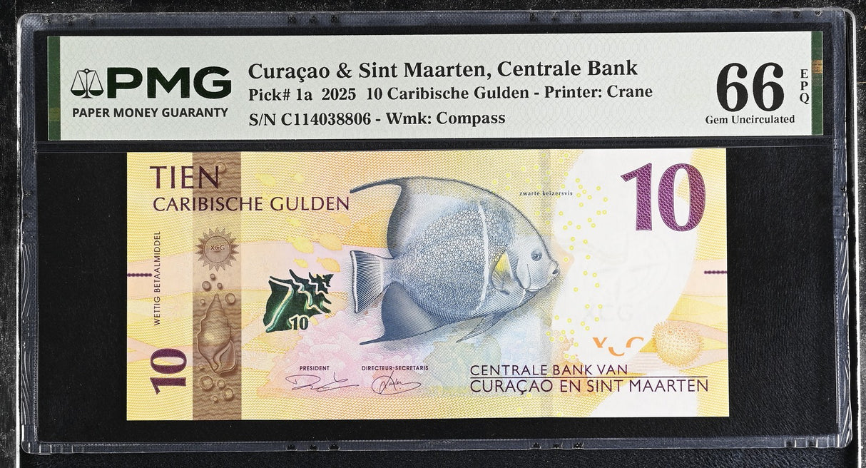 Curacao & Sint Maarten 10 Gulden 2025 P 1 a Gem UNC PMG 66 EPQ