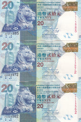 Hong Kong Set 3 UNC 20 Dollars 2010 2012 2014 HSBC P 212