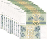 Georgia 2000 Lari 1993 P 44 UNC Griffins Grapes LOT 10 PCS , small issued note