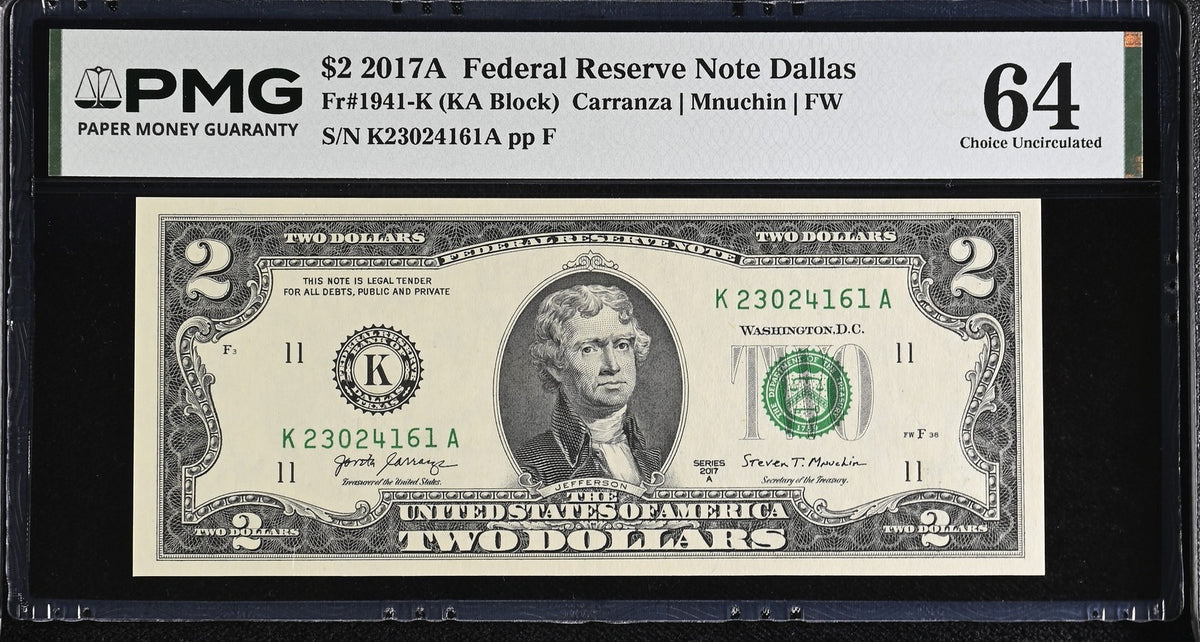 United States 2 Dollars Usa 2017A P 545 K Dallas Choice UNC PMG 64