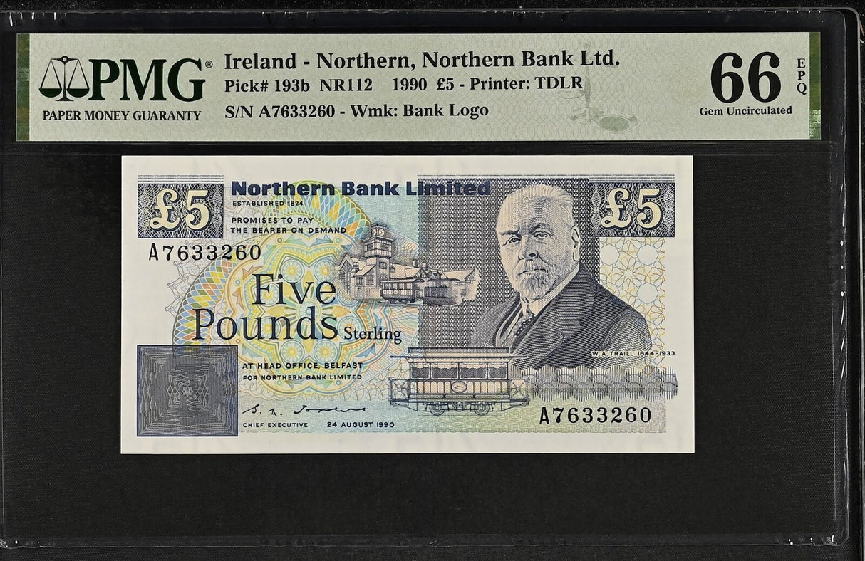 Northern Ireland 5 Pounds 1990 P 193 b Gem UNC PMG 66 EPQ
