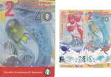 East Caribbean 2 Dollars 2024 40th P 61 Polymer Commemorative W/ Folder