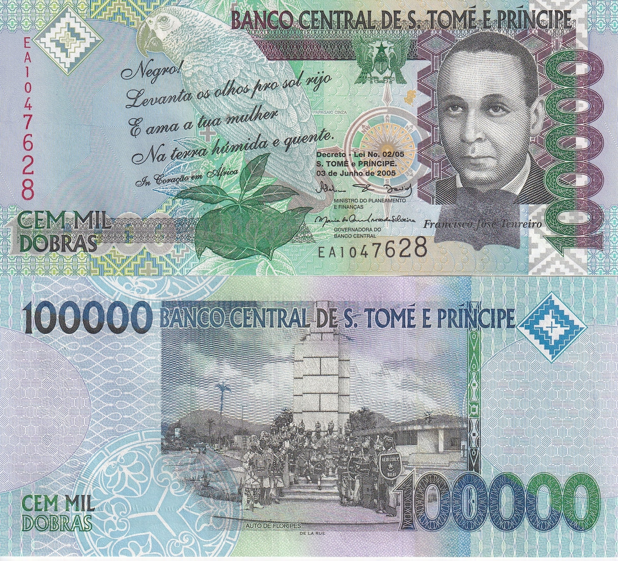 Saint Thomas & Prince 100000 Dobras 2005 P 69 a UNC