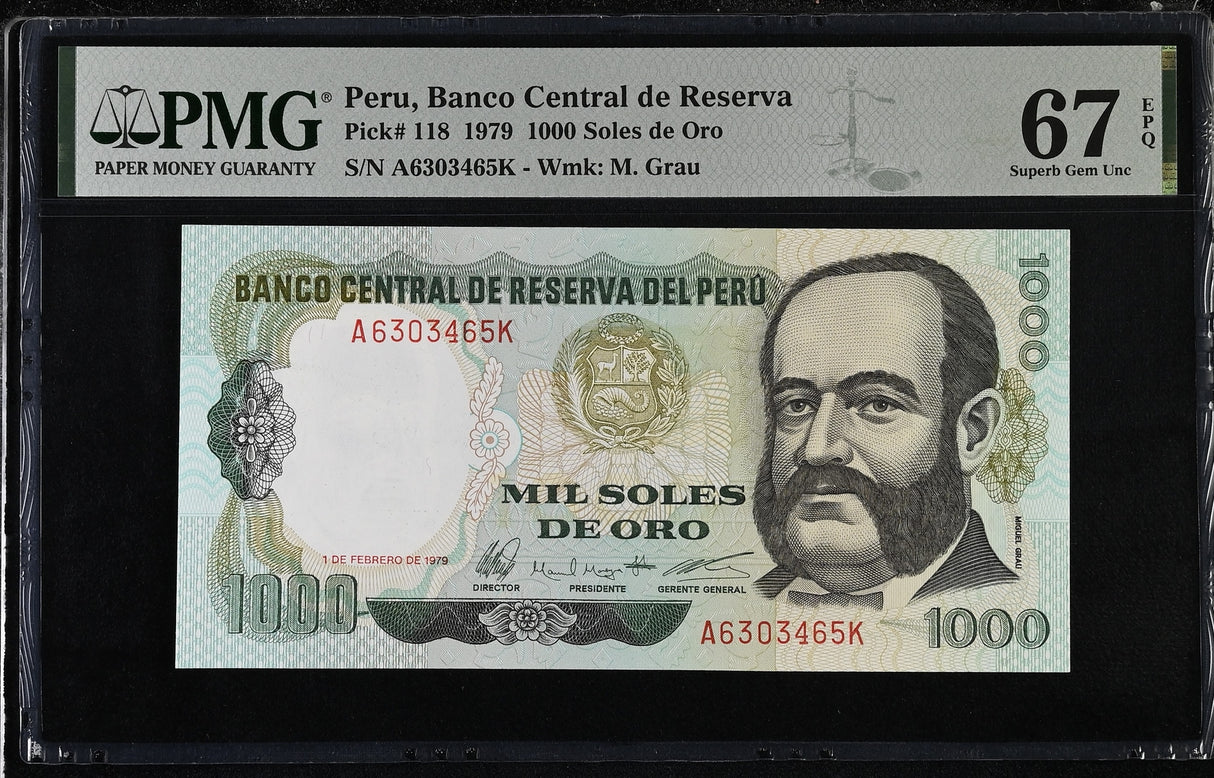 Peru 1000 Soles 1979 P 118 Superb Gem UNC PMG 67 EPQ