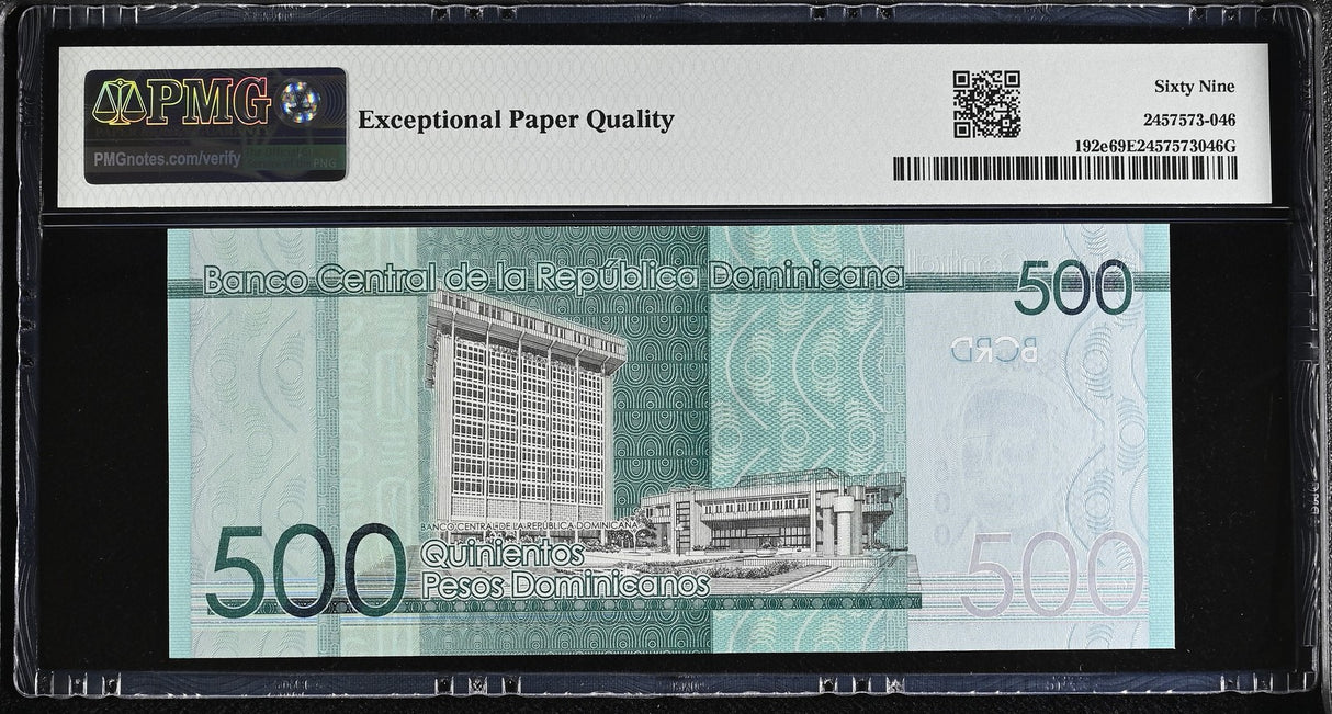 Dominican Republic 500 Pesos 2022 P 192 e Superb Gem UNC PMG 69 EPQ TOP POP