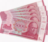 Paraguay 5000 Guaranies 2022 P 234 POLYMER De los López palace UNC LOT 5 PCS