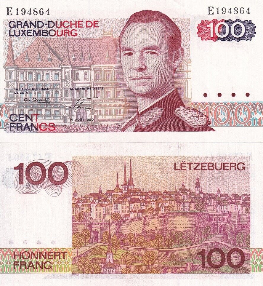 Luxembourg 100 Francs 1980 P 57 a AUnc