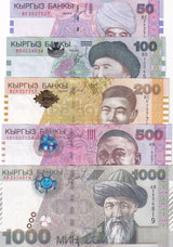 Kyrgyzstan Set 5 Pcs 50 -200 500 1000 Som 2000-2004 P 17 18 20 21 22 UNC