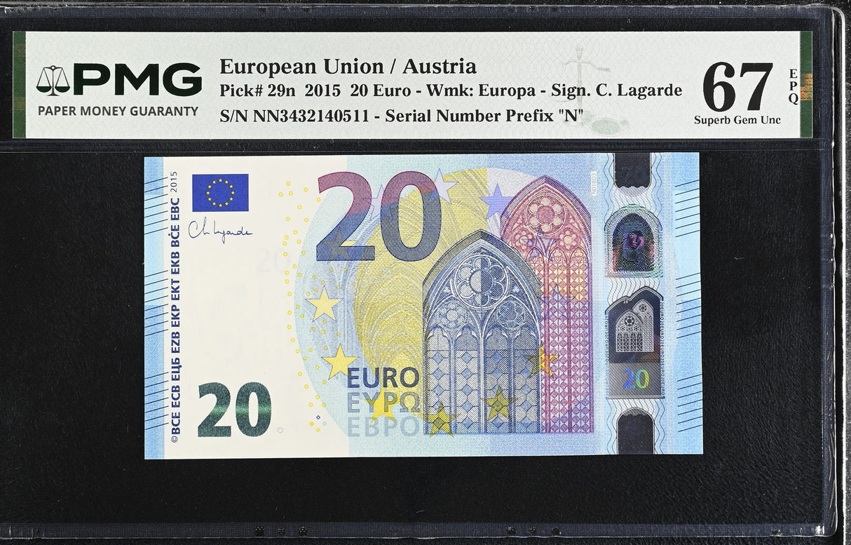 Euro 20 Euro Austria 2015 P 29 n Superb Gem UNC PMG 67 EPQ