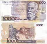 Brazil 1000 Cruzados ND 1988 P 213 b UNC ,Joaquim Maria Machado de Assis