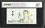 Thailand 20 Baht ND 2022 P 142 a Sign 92 Polymer Superb Gem UNC PMG 67 EPQ