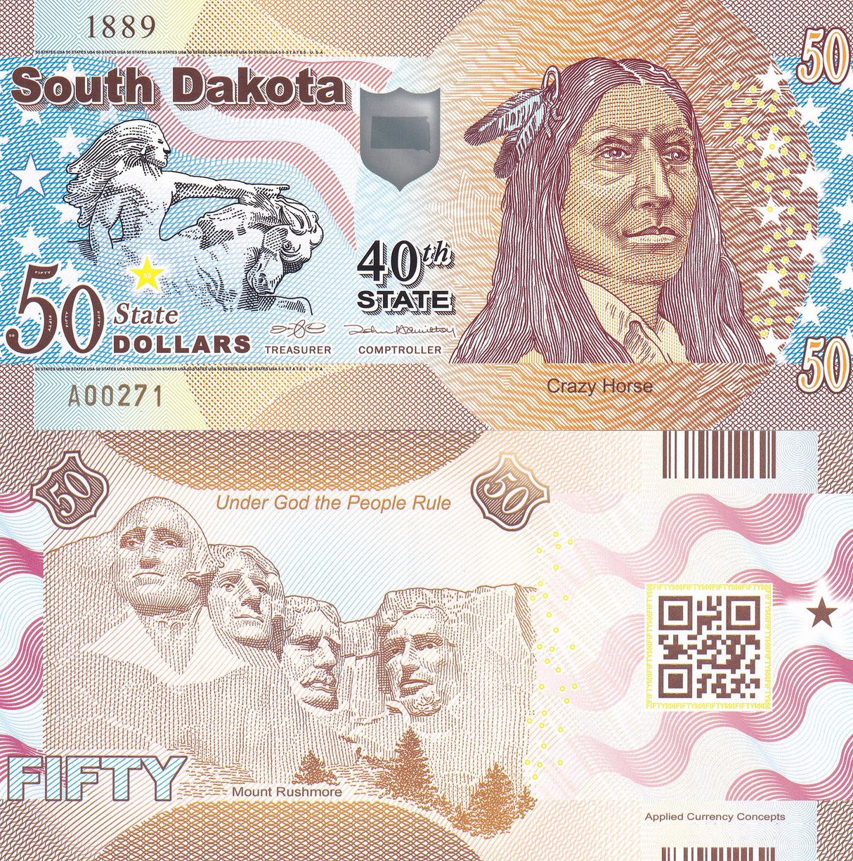 USA United State 50 Dollars 2022 POLYMER 40th South Dakota
