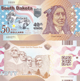 USA United State 50 Dollars 2022 POLYMER 40th South Dakota