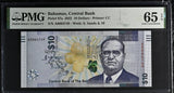 Bahamas 10 Dollars 2022 P 87 a Gem UNC PMG 65 EPQ