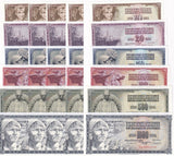 Yugoslavia Set 6 X LOT 5 = 30 UNC 10 20 50 100 500 1000 DINARA Random Dates