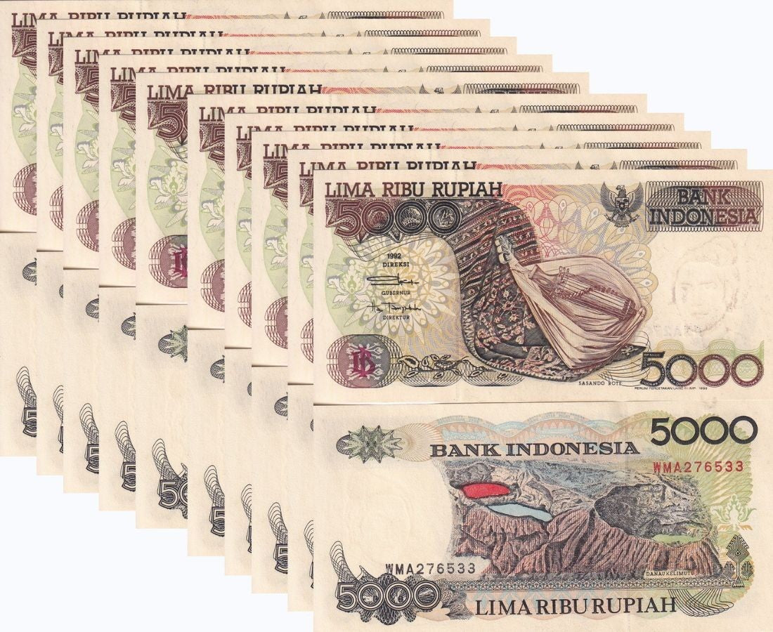 Indonesia 5000 Rupiah 1992 / 1999 P 130 ,Kelimutu,UNC Little Age Tone LOT 10 PCS