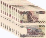 Indonesia 5000 Rupiah 1992 / 1999 P 130 ,Kelimutu,UNC Little Age Tone LOT 10 PCS