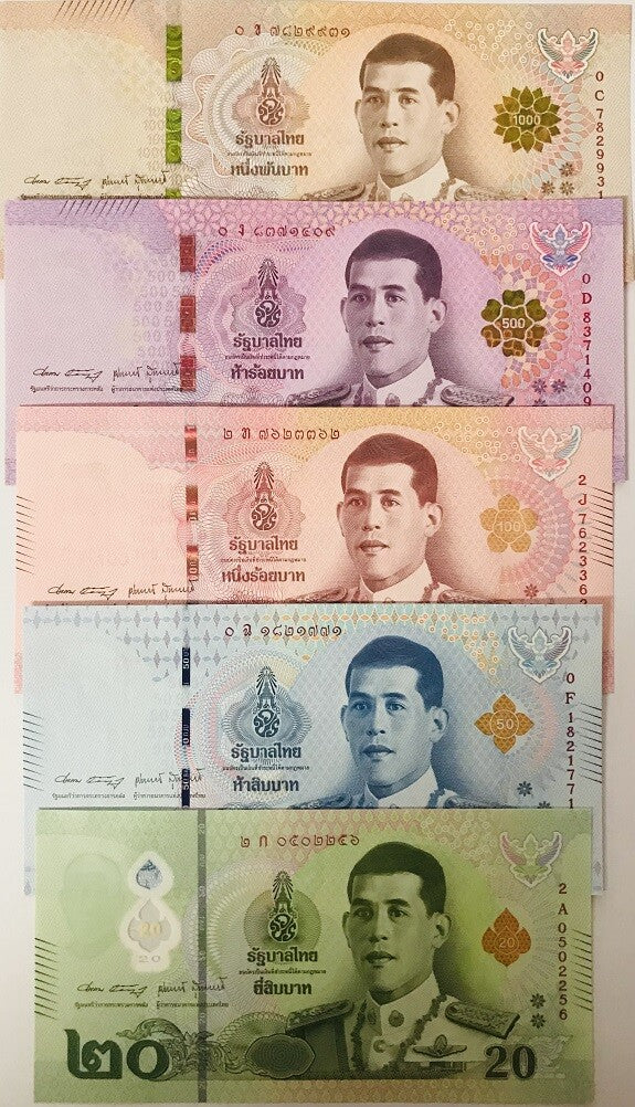 Thailand Set 5 UNC 20 50 - 1000 Baht P 136 137 138 139 (142 POLYMER) Random Sign
